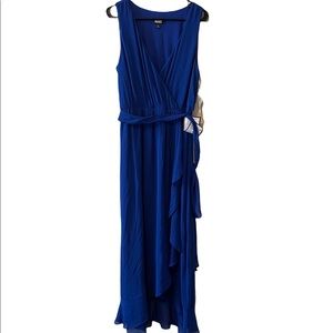 SLNY Royal Blue High Low Ruffle Maxi Dress Size 10.
